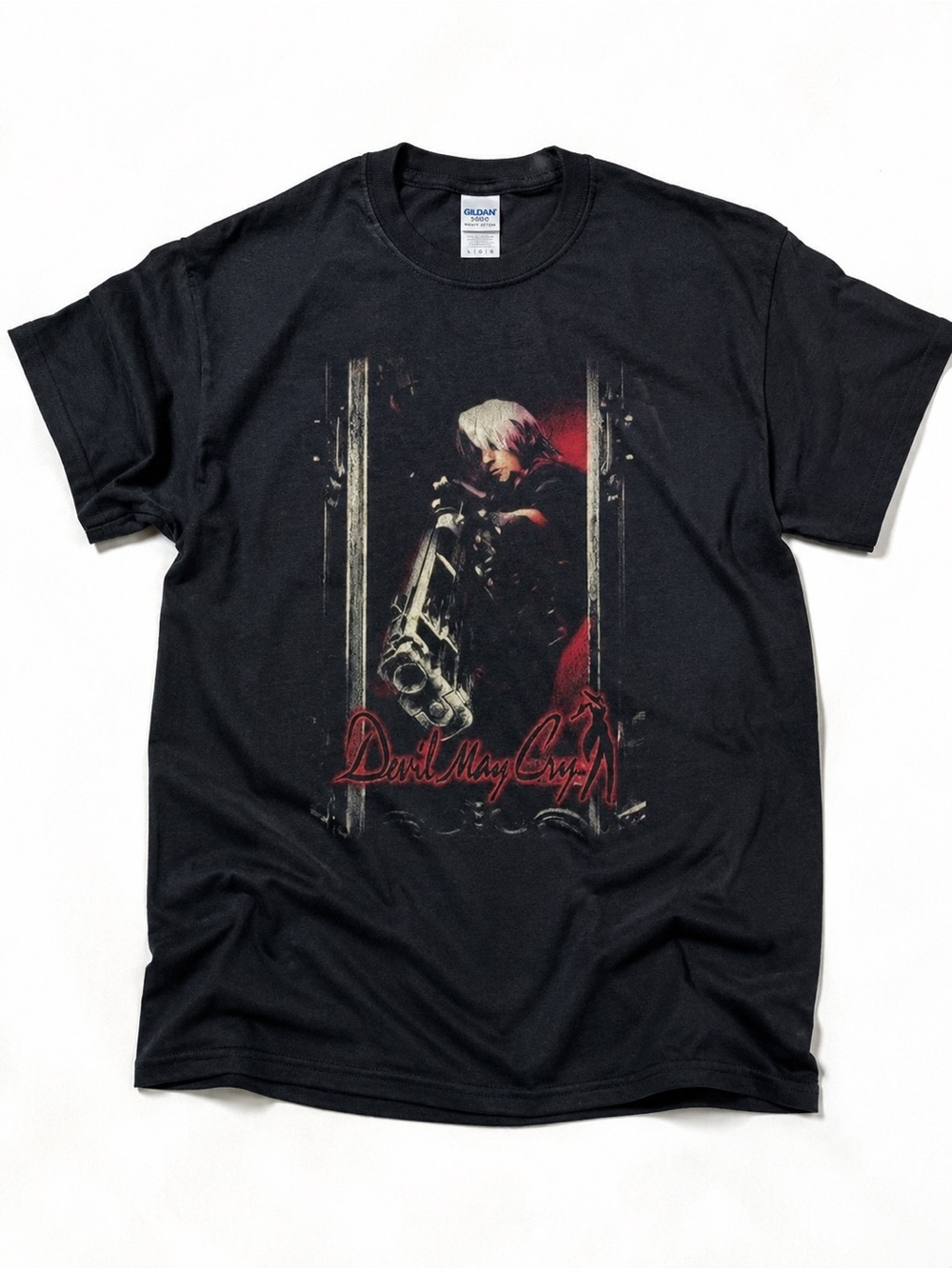 Gildan Black Devil May Cry Graphic Tee with Red Accents UNISEX SIZE L - Picture 1 of 4